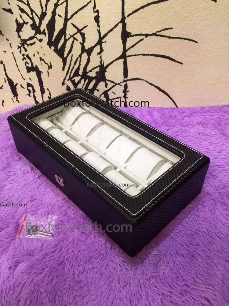 Wholesale Black Leather Watch Box Display - 12 Slots Watch Box